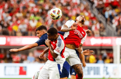 Football action — aerial duel
